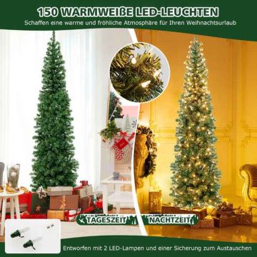 Poolik kunstjõulupuu, 450 oksatippu, 150 LED-lampi, Ø 60 × 210 cm