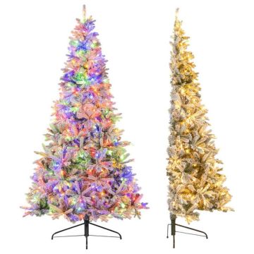 Pooliku kujuga kunstjõulupuu, 852 oksatippu, 240 LED-lampi, 63 × 210 × 126 cm