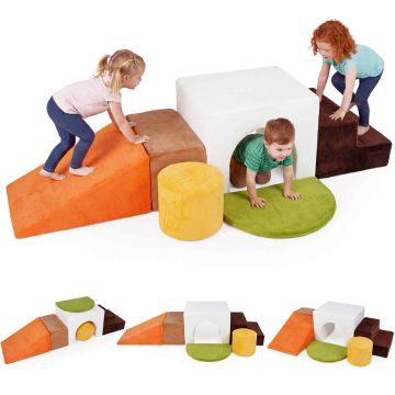 Foam climbing block set with slide, 6 pieces, Red/white