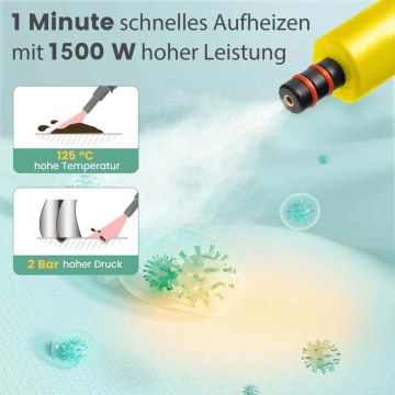 Handheld steam cleaner, 14 attachments, Multicolored, 33 × 13 × 24.5 cm