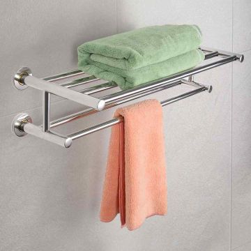 Towel rack, Double row, Silver, 60 × 22.5 × 16 cm