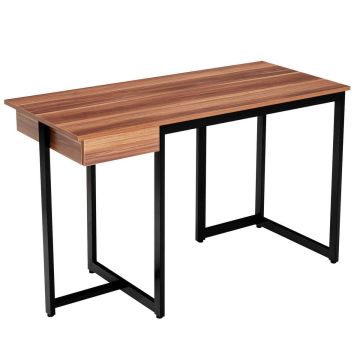 Desk, 1 drawer, Black/brown/multicolor, 121.92 × 76.2 × 55.88 cm