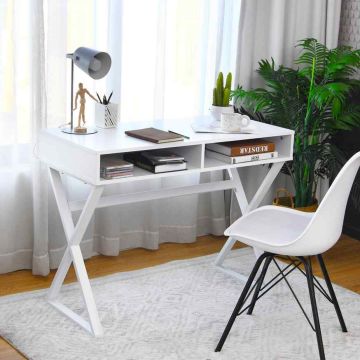 Desk, 2 storage compartments, White, 101.6 × 48.3 × 78.7 cm