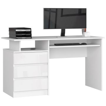 Arvutilaud AkordV2 CLP, 3 sahtlit, Valge, 135 × 77 × 60 cm