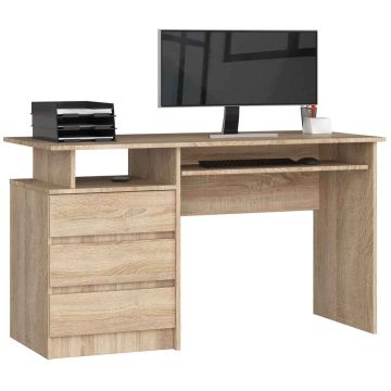 Kirjutuslaud CLP, 3 sahtlit, pruun, 135 × 77 × 60 cm