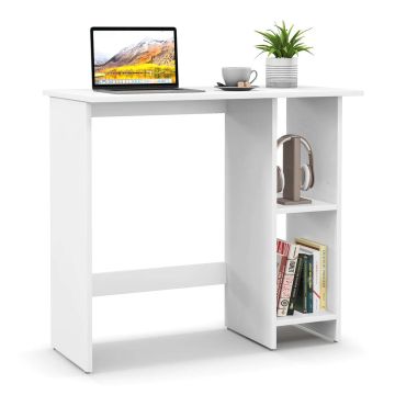 Desk, with adjustable shelf, White