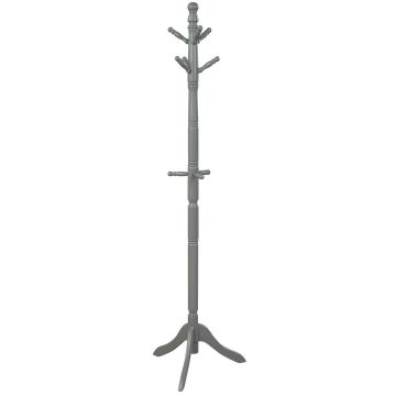 Adjustable wooden coat rack, 9 hooks, gray