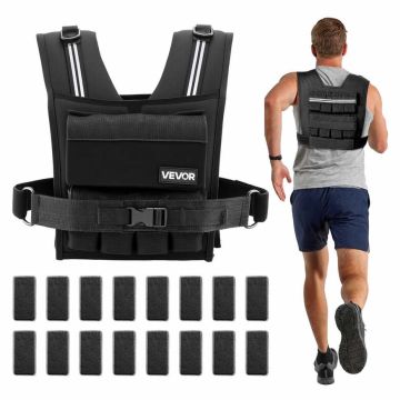 Регулируемый жилет-утяжелитель VEVOR JS-VEST007, 16 блоков, Чёрный, 410 × 340 × 100 мм