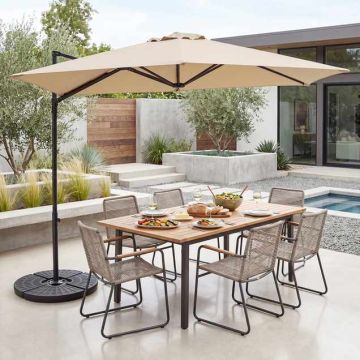 Adjustable 360° Rotating Outdoor Umbrella, 300 cm, Beige