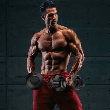 Adjustable dumbbell, 5 weight positions, 36 × 20 × 16 cm