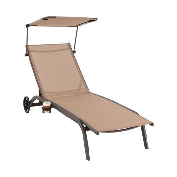 Adjustable outdoor lounger, 6 positions, Brown
