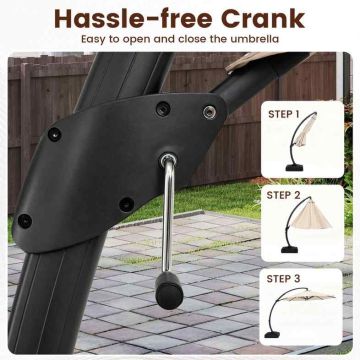 Adjustable outdoor umbrella with a stainless aluminum frame, 3.4 m, cordless