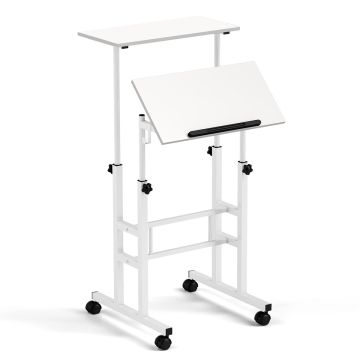 Adjustable height work table, 60.96 × 72.39–124.46 × 30.48 cm