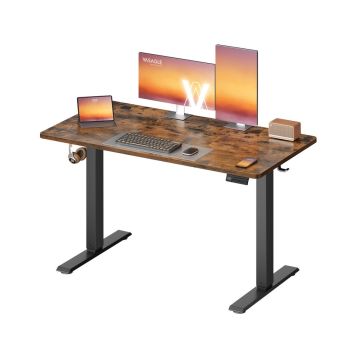 Height-adjustable electric desk 120×60 cm, vintage brown