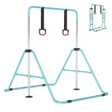 Adjustable height gymnastics bar for children, 93-132 cm, mint color