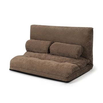 Adjustable height floor sofa with 6 backrest positions, coffee color