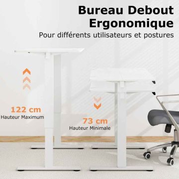 Height-adjustable computer desk, 3 memory settings, 120 × 60 × 73–122 cm