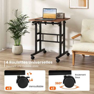 Adjustable height desk, 2 tabletops