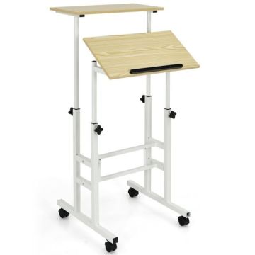 Adjustable height desk, 2 tabletops