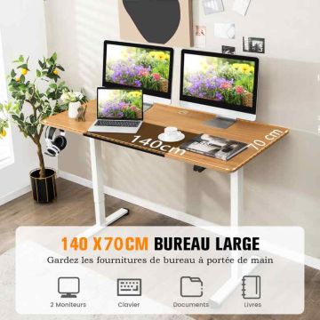 Height-adjustable desk, electric, 140 × 70 × 72–116 cm