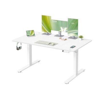 Reguleeritava kõrgusega laud VASAGLE LSD144KD02, elektriline, USB-C-ga, Valge, 140 × 72–120 × 80 cm