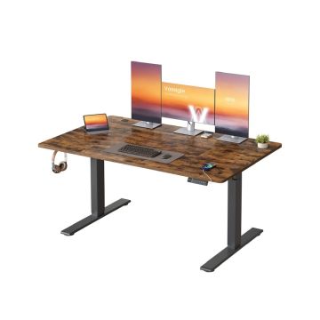Reguleeritava kõrgusega laud VASAGLE LSD144KD02, elektriline, USB-C-ga, Pruun, 140 × 72–120 × 80 cm