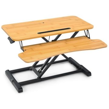 Adjustable Height Standing Desk Converter with Large Keyboard Tray, Brown