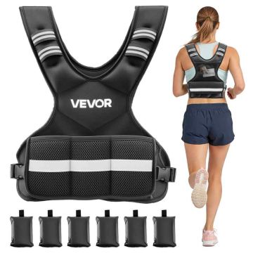 Регулируемый утяжелённый жилет VEVOR JS-VEST006-3, 6 грузовых пакетов, 410 × 400 × 70 мм