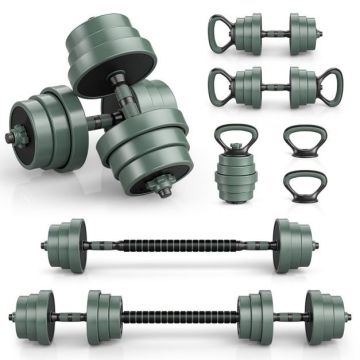 Adjustable Weight Plate and Barbell Set, 12 Plates, 20 kg