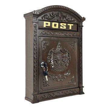 Retro postkast Relaxdays, Pruun, 31 × 44,5 × 9,5 cm