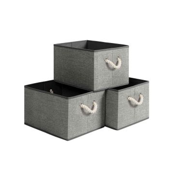 3 hoiukasti komplekt 40x30x25cm, hall/valge