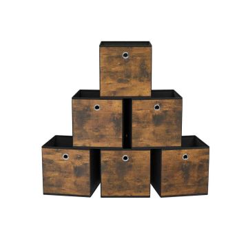 Набор из 6 коробок 33x33x33 см., коричневый/черный