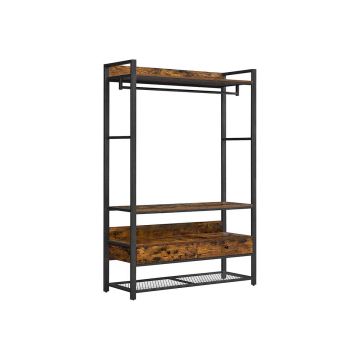 Avatud riidekapp / riidepuu, vintage pruun-must