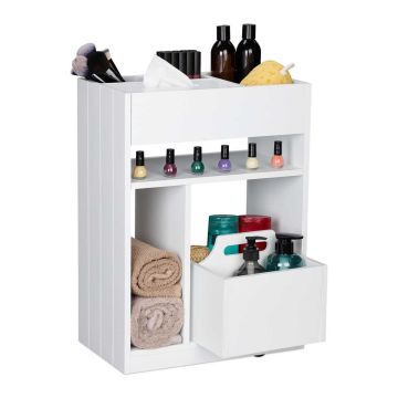 Ratastel riiul Relaxdays 10050289.0, 4 ratast, Valge, 38,5 × 55 × 23 cm