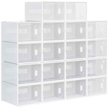 Komplekt 18 Modulaarse Jalatsikastiga Homcom 28x36x21cm, valge värv