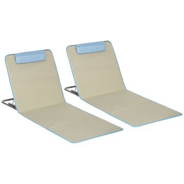 2 päevitustooli komplekt Outsunny 85x53x50cm., beež/sinine.