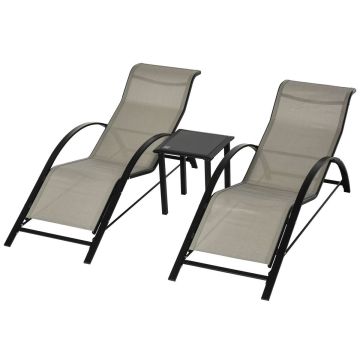 2 lamamistooli komplekt lauaga Outsunny, hall/must