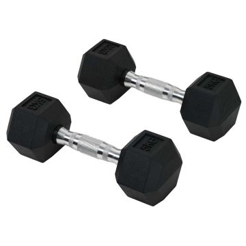 Набор из 2 гантелей Homcom 10,5x10,5x27,2см, черный/серебристый