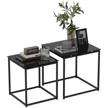 Homcom 2-osaline kohvilaudade komplekt, must