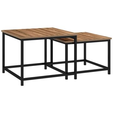 Komplekt 2 kohvilauast Homcom, musta/heleda pruuni värvusega