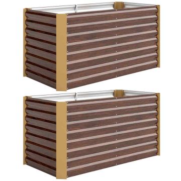 Комплект из 2 приподнятых грядок Outsunny 120x60x60 см, коричневые.