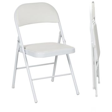 Komplekt 2 Homcom söögitoa tooli 45x46x78cm, valge värv