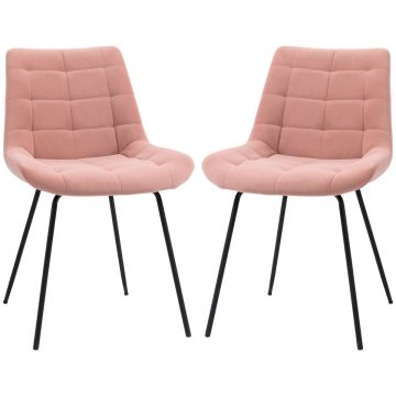 Komplekt 2 Homcom söögitoa tooli 50x61x79 cm, roosa/must värv