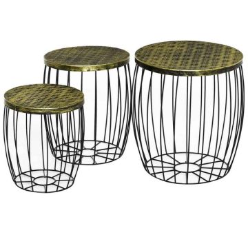 3 diivanilaua komplekt Outsunny, must/kuldne
