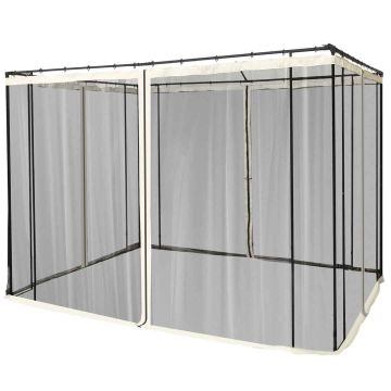 4 varikatuse külgseina komplekt Outsunny 302x207cm, must/kreemikas