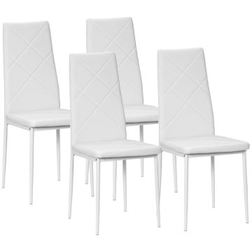 Komplekt 4 Homcom söögitooli 41x50x97cm, valge värv