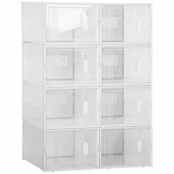 Komplekt 8 modulaarset Homcom jalanõude karpi 25x35x19cm, valge värv