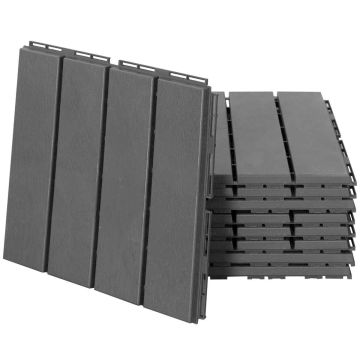 Набор из 9 террасных плиток Outsunny 30x30x2см, чёрного цвета