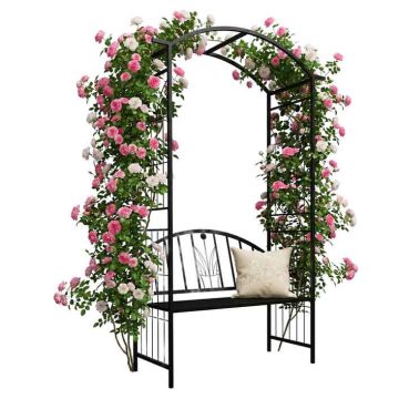 Roosirest pingiga Relaxdays, integreeritud pingiga, Must, 134 × 210 × 48 cm