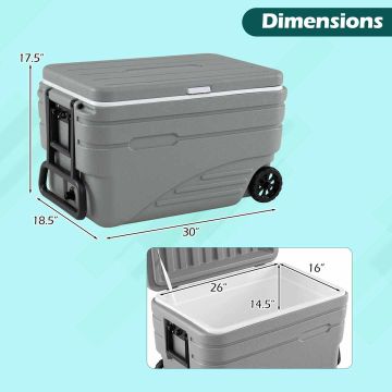 Cooler box, 103 QT / 98 l, 76.2 × 44.45 × 47 cm